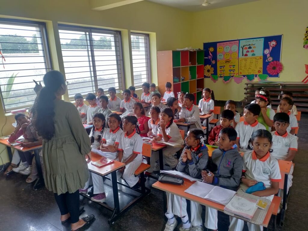 Group activity with students in a bright classroom