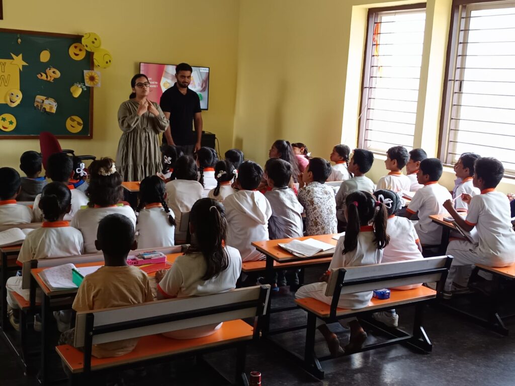 School students participating in a classroom activity